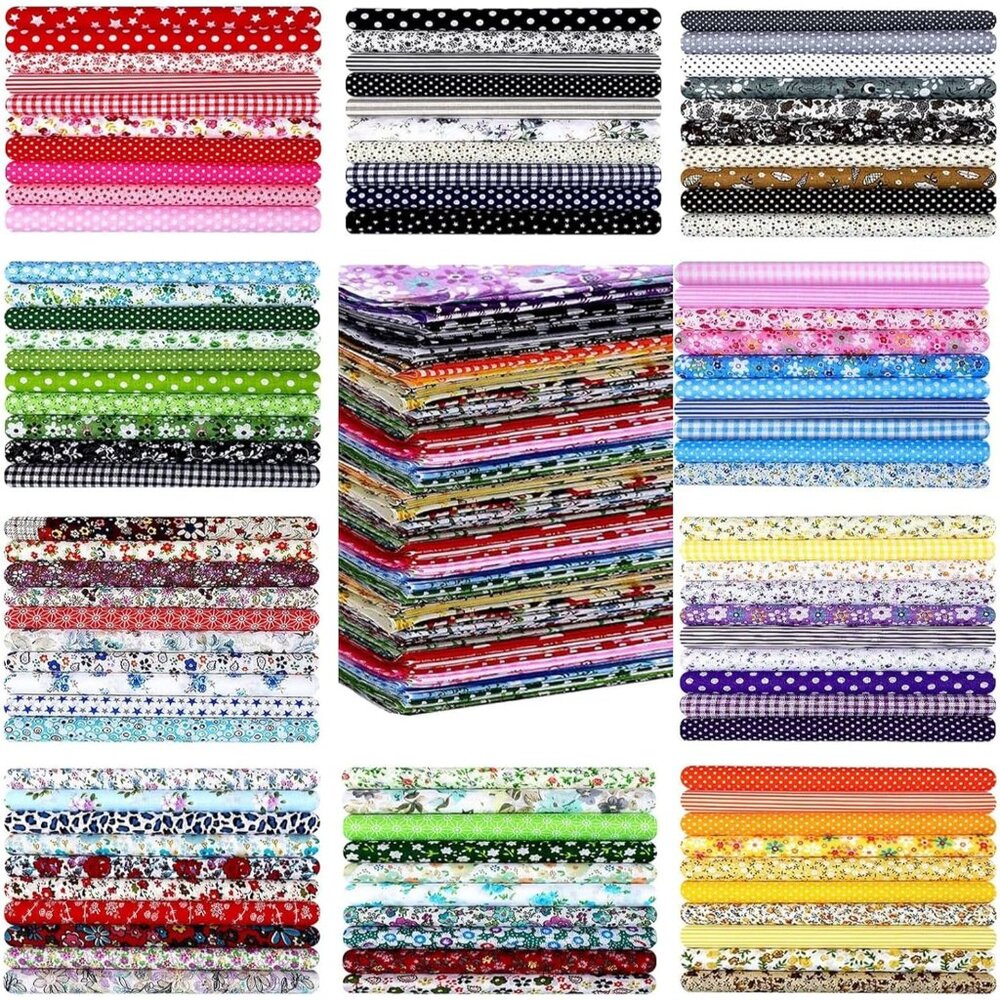 110 Pcs 10 x 10 Inches Cotton Fabric Bundle Squares Pre Cut Patchwork Quilting S